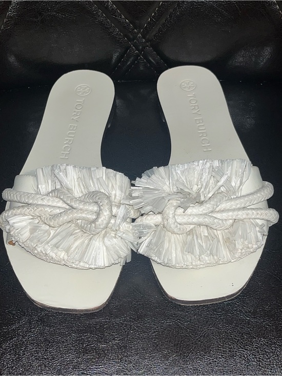 Tory Burch Shoes - Tory Burch Womens Rope Flat Slide Sandals White Womens Size 7.5M Classic Leather